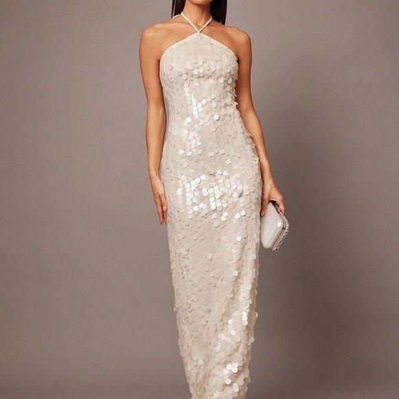 Dresses & Skirts - White Sequin Spaghetti Strap Women's Cocktail Dress